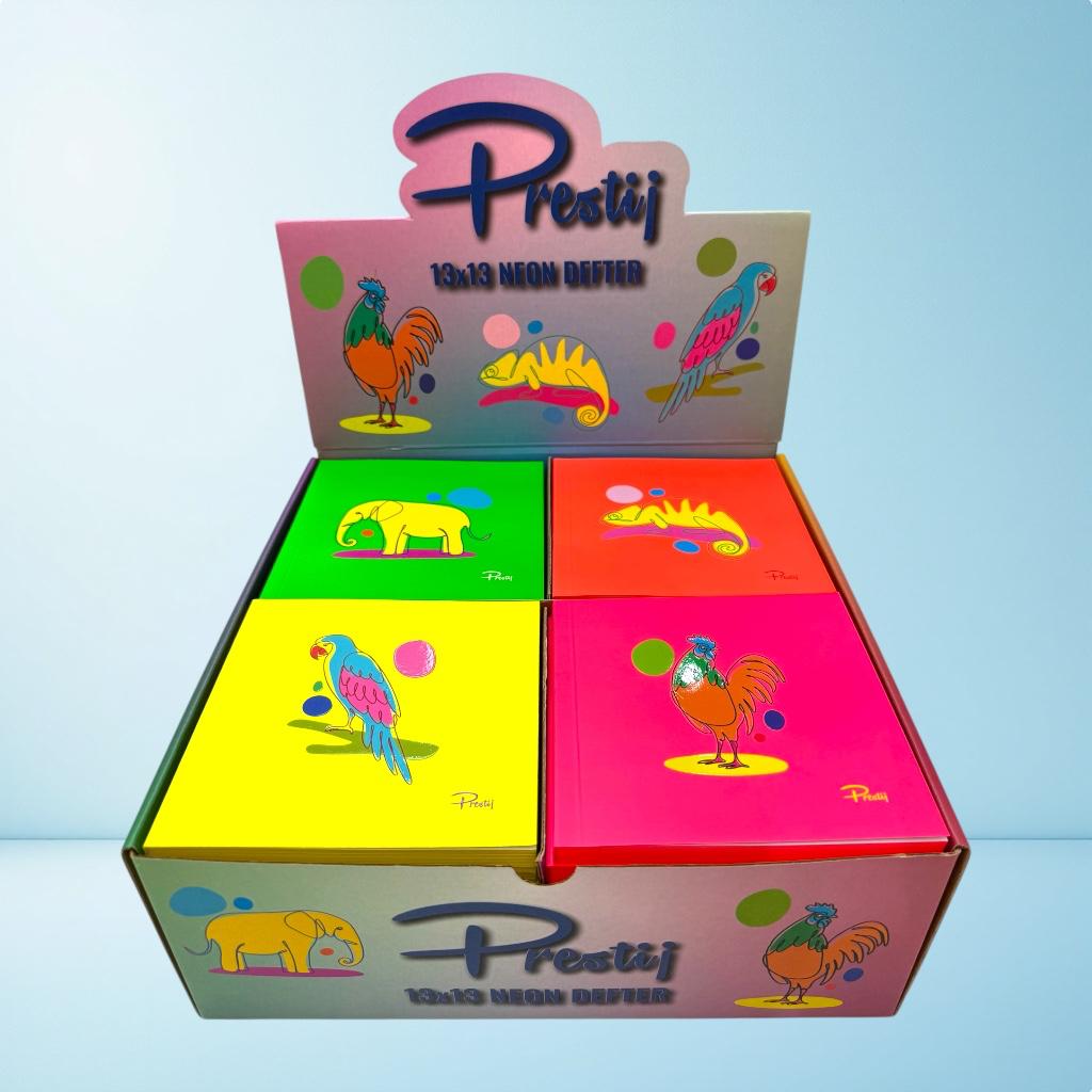 PİRESTİJ PRJ-012 13*13 NEON NOT DEFTERİ 168 SAYFA 44'LÜ PAKET